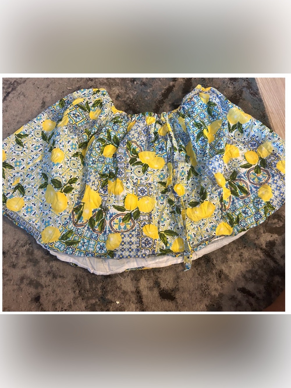 Primark Yellow Lemon & Blue Tile A-Line Skirt